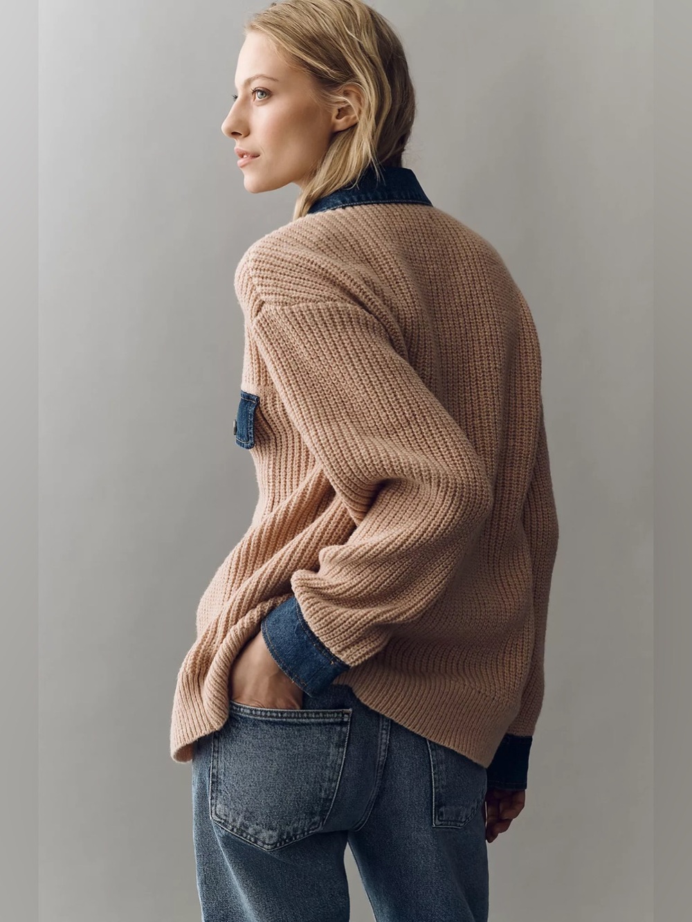 NWT Size M - BLANKNYC Playing the Field Denim Knit jacket (NWT US$ 128) - Picture 5 of 14